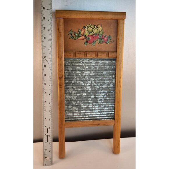 Decorative Retro Wooden Washboard Wall Decor Vintage 80s-90s Kitchen Art Piece - Picture 4 of 7